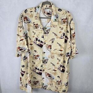 VTG Walt Disney World Mickey Mouse Goofy Pluto Hawaiian Shirt XL Tropical AOP
